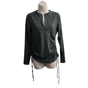 SOLD ATHLETA Ruched Rashguard Green Size S